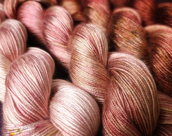 Hand dyed yarn ~ Fade Set*** Dyed to order ~ Copper Blush ~ tencel yarn, bamboo yarn, vegan, hand painted, fingering, DK