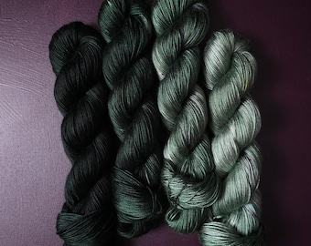Hand dyed vegan yarn ~ Fade Set*** Dyed to order ~ Rainbow Obsidian ~ tencel yarn, bamboo yarn, hand painted, fingering, DK