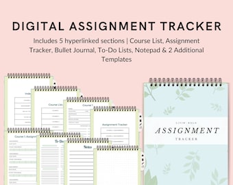 assignment notebook drawing Digital Assignment Tracker (Digital Academic planner, Digital Student Planner, hyperlinked notebook for ipads and tablets)