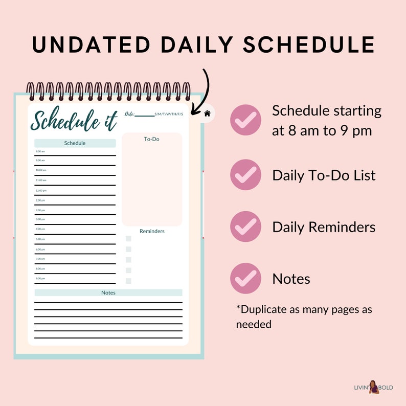 Digital Daily Schedule digital Undated Daily Planner and - Etsy
