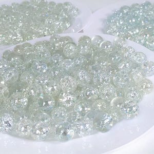 20 Clear Crackle Glass Fried Marbles 14mm or 16mm Iridescent Glass Marbles
