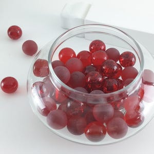 20 16mm Cranberry Red Marbles 5/8 Red Fried Marbles Crackle Glass for Crafting Faux Sea Glass Transparent Red Balls