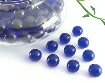10 14mm Dark Blue Glass Marbles