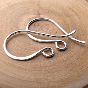1 Pair 20 Gauge Argentium Silver Earwires, Artisan Sheppard's Hook Jewelry Findings, 940 Sterling Silver