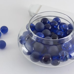 20 16mm Cobalt Blue Marbles 5/8 Dark Blue Fried Marbles Crackle Glass for Crafting Faux Sea Glass Transparent Balls