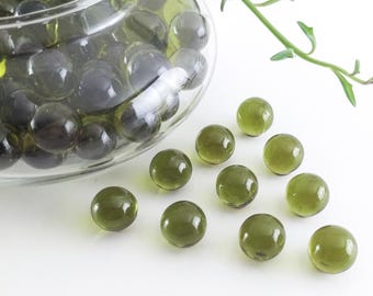 10 14mm Moss Green Marbles, Glass Sphere Board Game Replacement Pieces for Chinese Checkers and Aggravation