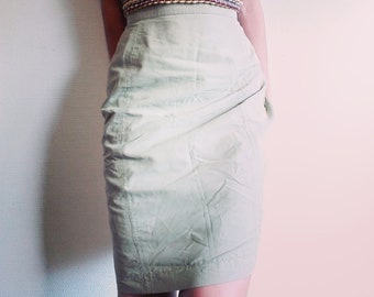 mint green pencil skirt short