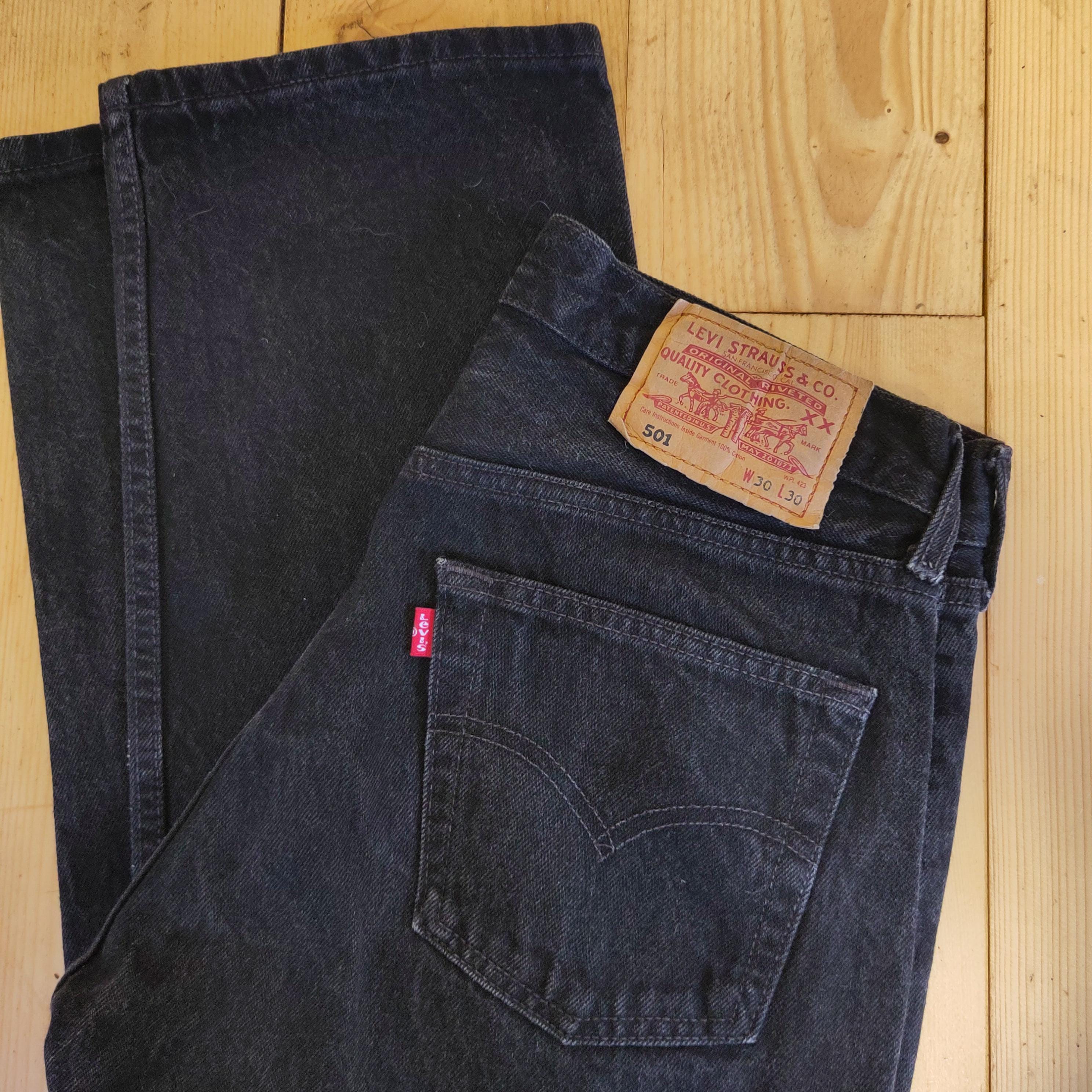Vintage 90s Levi's 501 Made In USA Denim Jeans Black Measure