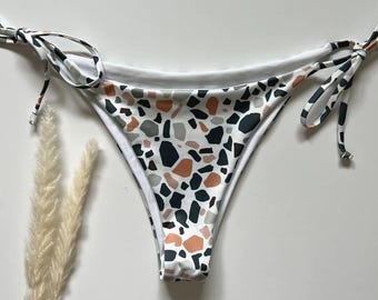Side Tie Cheeky Bikini Bottom- Handmade Swim Bottom