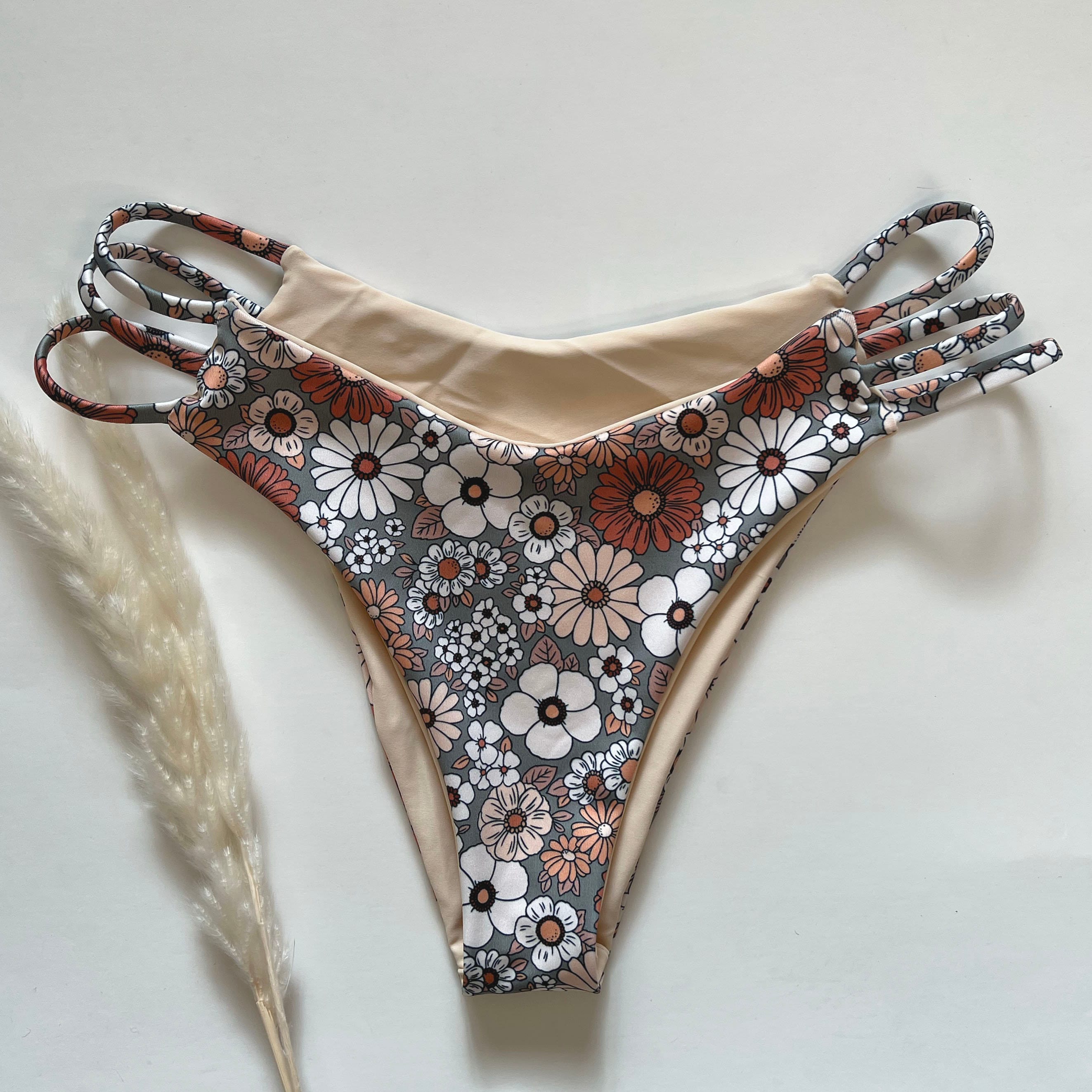 Side Strap Cheeky Bikini Bottom- Handmade Swimwear Bottom