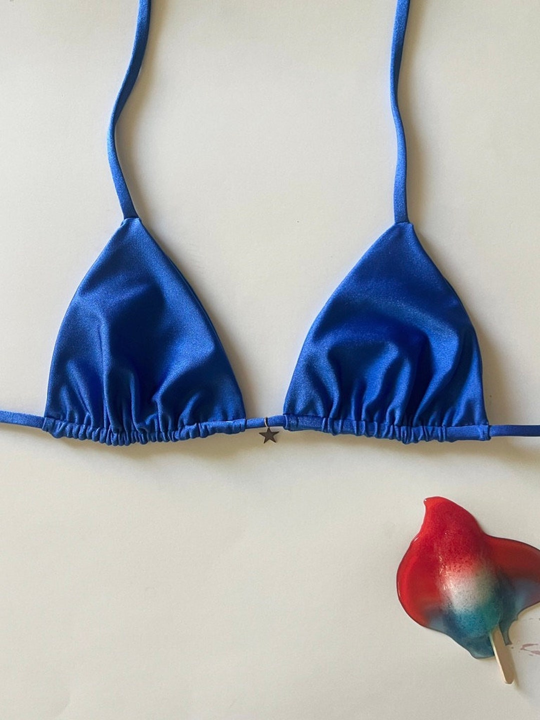 Fourth of July Triangle Tie Bikini Top W/ Gold Star Charm 4th of July ...