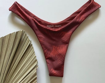 Cheeky Thong Bikini Bottom- High Hip Handmade Swimwear Bottom