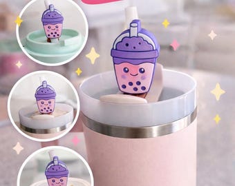 Leuke boba-thee-rietje-topper – kawaii rietje, herbruikbare rietje, bekeraccessoire, leuk drankjedecor