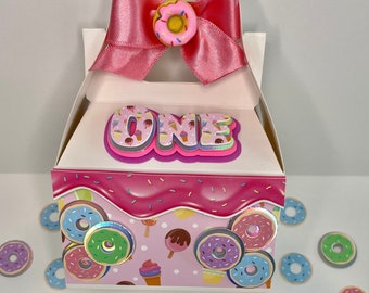 Donut Candyland-geschenkdoos, gepersonaliseerde verjaardagstraktatiedoos