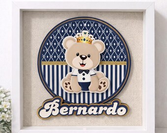 Gepersonaliseerde schaduwdoos teddybeer - babykamerdecoratie
