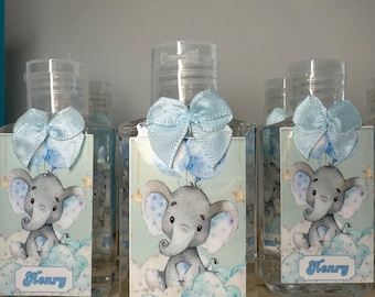 Gepersonaliseerde etiketten handdesinfecterend middel voor babyshowers – Feestartikelen