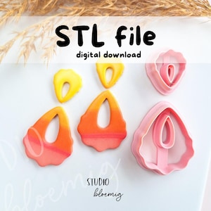Scalloped teardrop earring clay cutter STL file