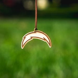 Wooden Reusable Car Air Freshener Los Angeles Chargers - Includes Scent - Hand Made - Mirror Hanging - Maple Wood
