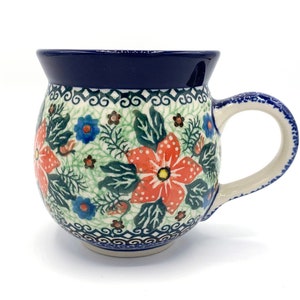 Polish Pottery 12 oz Bubble Tea / Coffee Mug - UNIKAT