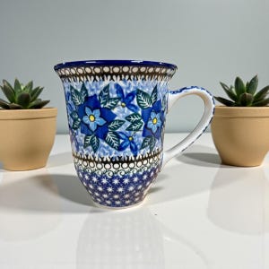 Authentic Polish Pottery Mug: 16 oz Handmade UNIKAT Boleslawiec Tall Mug