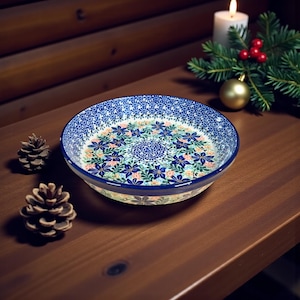 Molde para tarta de cerámica polaca Boleslawiec: Plato UNIKAT de cerámica hecho a mano de 9,5 pulgadas