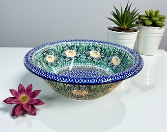 Handmade Polish Pottery Bowl: Large Ceramic 10x3" Bowl - Boleslawiec UNIKAT