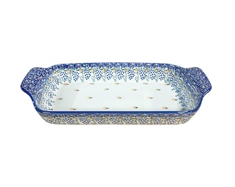 Authentic Polish Pottery Baking Dish: 10x6" Boleslawiec Serving Ceramic Dish