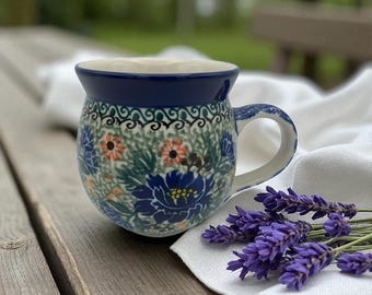 Taza de burbujas de cerámica polaca de Boleslawiec de 12 oz - UNIKAT