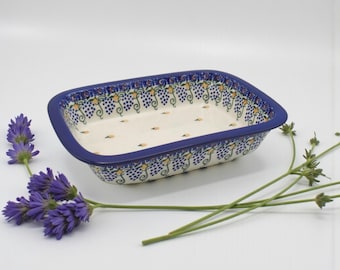 Authentic Bolesławiec Polish Pottery 10" Rectangular Baking / Serving Dish - Oven Safe / Dishwasher Safe