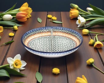 Handmade Polish Pottery Divided Serving Dish – Grecian Sea
