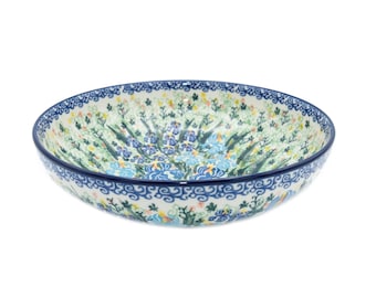 Authentic Polish Pottery Bowl: 9" UNIKAT Serving Bowl - Handmade in Boleslawiec Poland