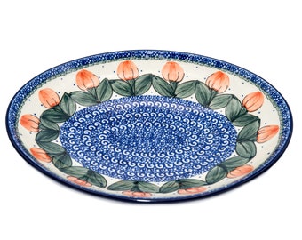 Handmade Polish Pottery Ceramic Oval Serving 10-inch Bowl  - UNIKAT
