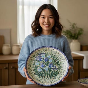 Authentic Polish Pottery Platter, Large 12" Ceramic Serving Platter - Handmade Boleslawiec UNIKAT