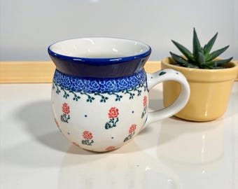 Taza de cerámica polaca hecha a mano (16 oz), hecha en Bolesławiec, Polonia
