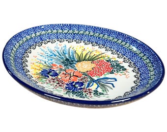 Handmade Polish Pottery 10x8" Shallow Bowl - UNIKAT