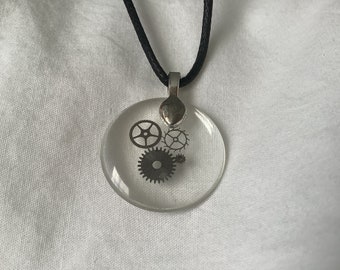 Space-Time Clockwork Necklace Steampunk cogs wheels gears