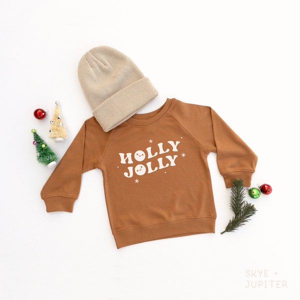 Kids Christmas Pullover, Toddler Holiday Outfit, Baby Holiday Outfit, Holly Jolly, Organic Lightweight Pullover Fleece