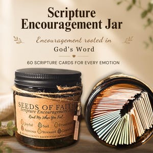 Bible Verse Jar, Scripture Jar Gift for Women, Christian Encouragement Gift, Prayer Jar, Read Me When Jar, Bible Verse Cards