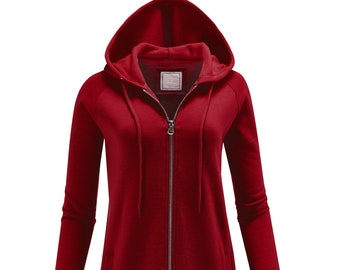 Women Loose Fit Tunic Zip Up Long Sweatshirts Jacket Coat