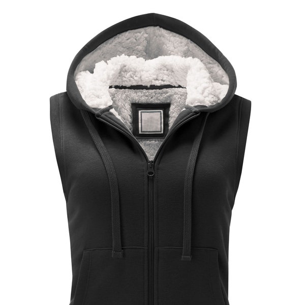 Women Zip Up Cozy And Comfort Slim Fit Sherpa Fleece Hoodie Vest