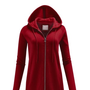 Women Loose Fit Tunic Zip Up Long Sweatshirts Jacket Coat