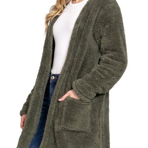 Capreze Winter Sherpa Fuzzy Fleece Long Coat Jacket for Womens