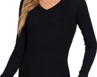 Women's Long Sleeve V-Neck Thermal Top