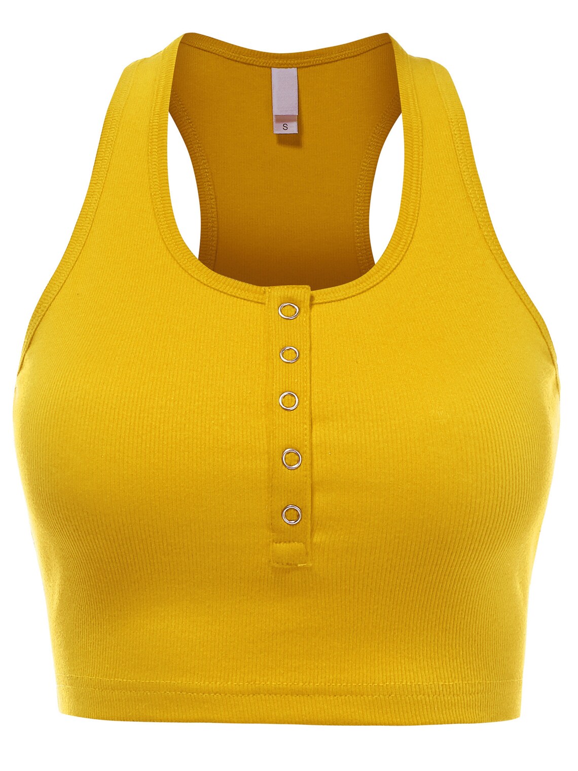 Women Buttoned Sleeveless Casual Ribbed Racerback Crop Tank | Etsy