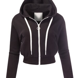 Women Casual Full Zip Fleece Hoodie Outwear Crop Jacket - Etsy