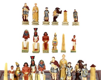 Rome VS Egypt War Theme Chess Pieces Chess Set With Leather Chess Board