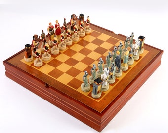 Greek Romans War Theme Chess Pieces Chess Set With Wooden Chess Board