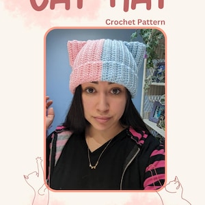 Cat ears hat, beannie, cat Hat Crochet Pattern, beginner crochet pattern