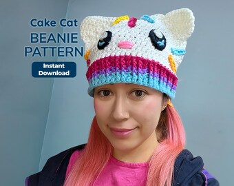 Cat Beanie Pattern, Crochet PDF Download for Beginners