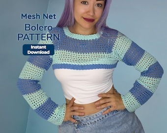 Patroon bolero gehaakt bolero gehaakt bolero pdf • Festivalvisnettop met lange mouwen • Y2K-trui-tutorial